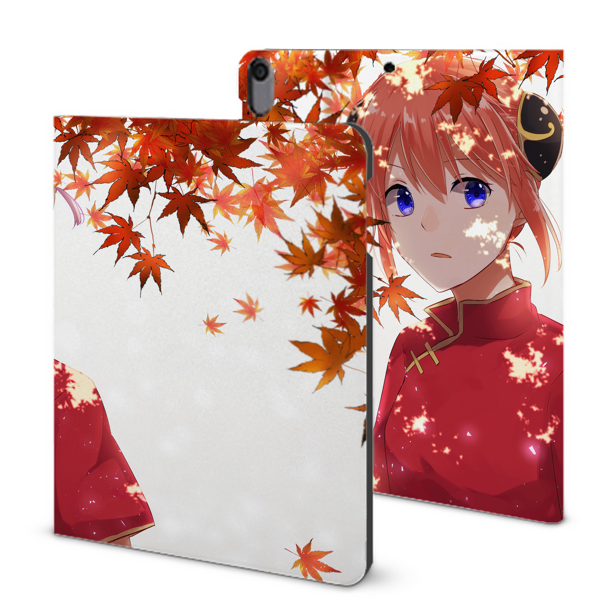 ぎんたま 坂田銀時（さかたぎんとき） 神楽 志村新八（しむら しんぱち） GINTAMA Sakata Gintoki Kagura Shimura Shinpachi IPad ケース ブック型 PUレザー TPU 耐衝撃 軽量 薄型 ペン収納なし 全面保護 IPad 各モデル対応